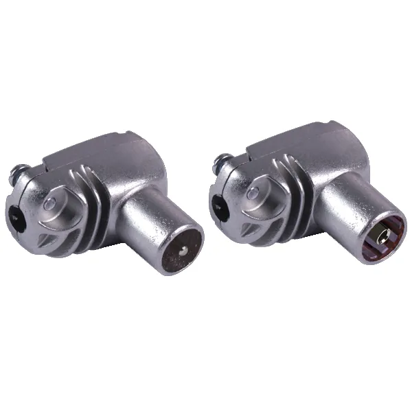 CONECTOR COAXIAL ANGULAR - JOGO MACHO-FÊMEA 9,5mm TELEVES